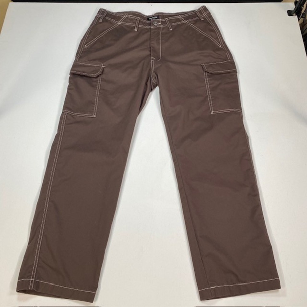 True Religion Mens Brown Contrast Stitch Cargo Pants Straight Leg Size 36 108335